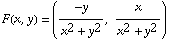 F(x, y) = (-y/(x^2 + y^2), x/(x^2 + y^2))