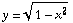 y = (1 - x^2)^(1/2)