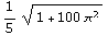 1/5 (1 + 100 π^2)^(1/2)